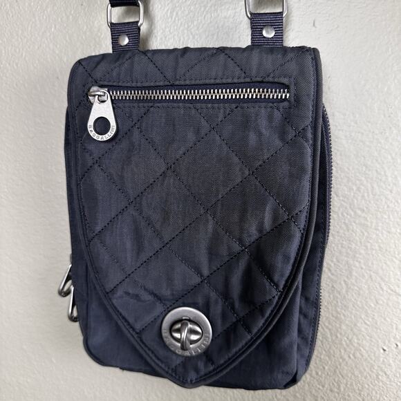 Baggallini crossbody bag quilted for women Dark Gray ext Pink int. Nylon - Picture 1 of 16